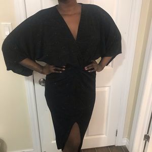Fashionnova Glittery Batwing-sleeve Dress